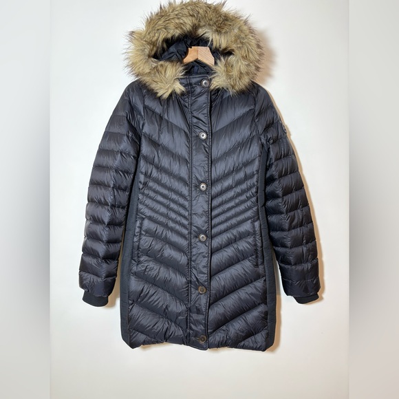 Abercrombie & Fitch Jackets & Blazers - Abercrombie & Fitch Jacket Women S Black Duck Down Faux Fur Hood Parka Long